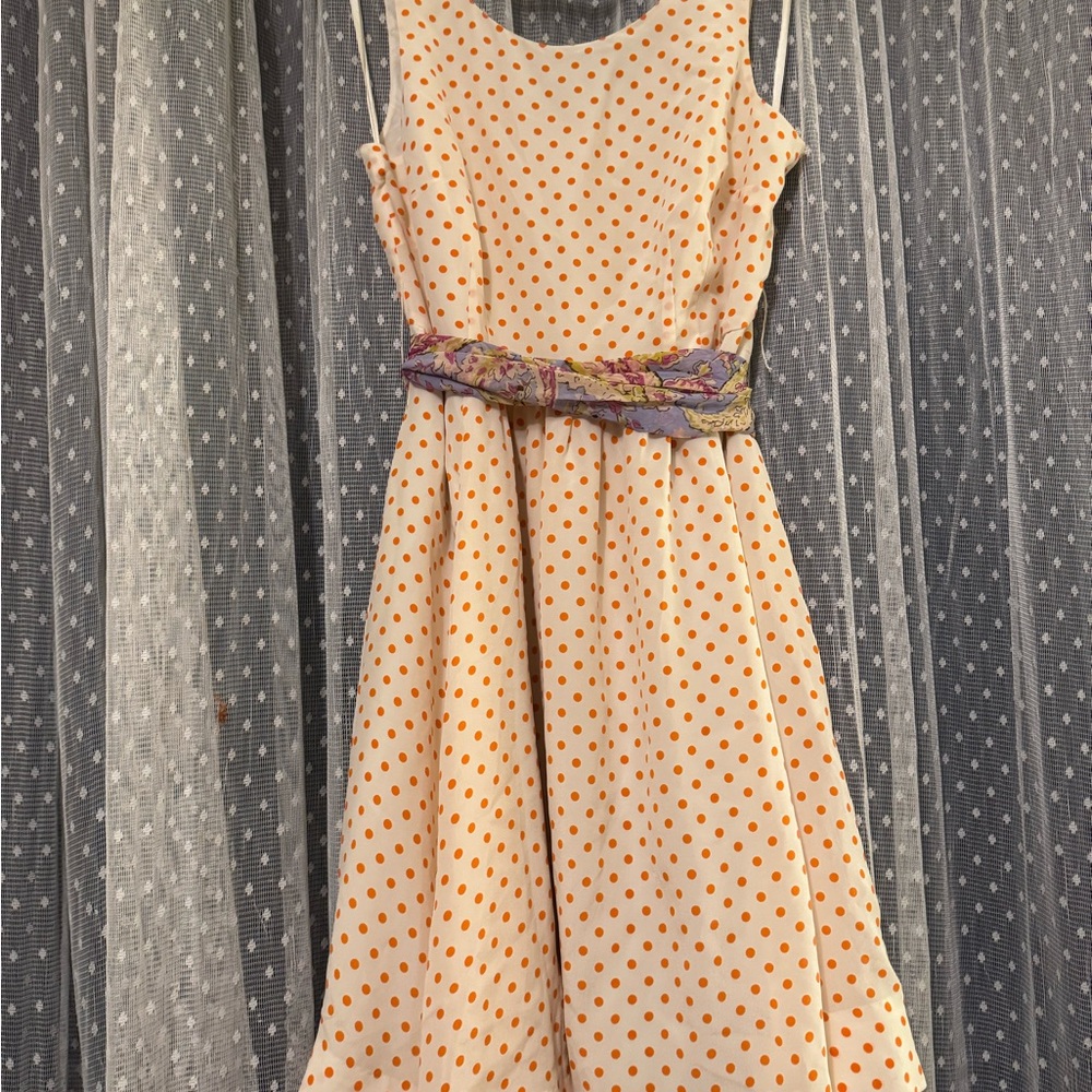 Anthropologie Moulinette Soeurs Polkadot A-Line Dress with Sash